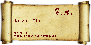 Hajzer Ali névjegykártya